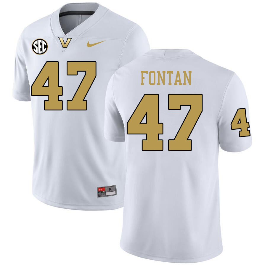 Vanderbilt Commodores #47 Isaiah Fontan College Football Jerseys 2024 Uniforms Stitched-White